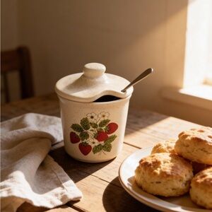 McCoy Strawberry Ceramic Jam Jar with Lid